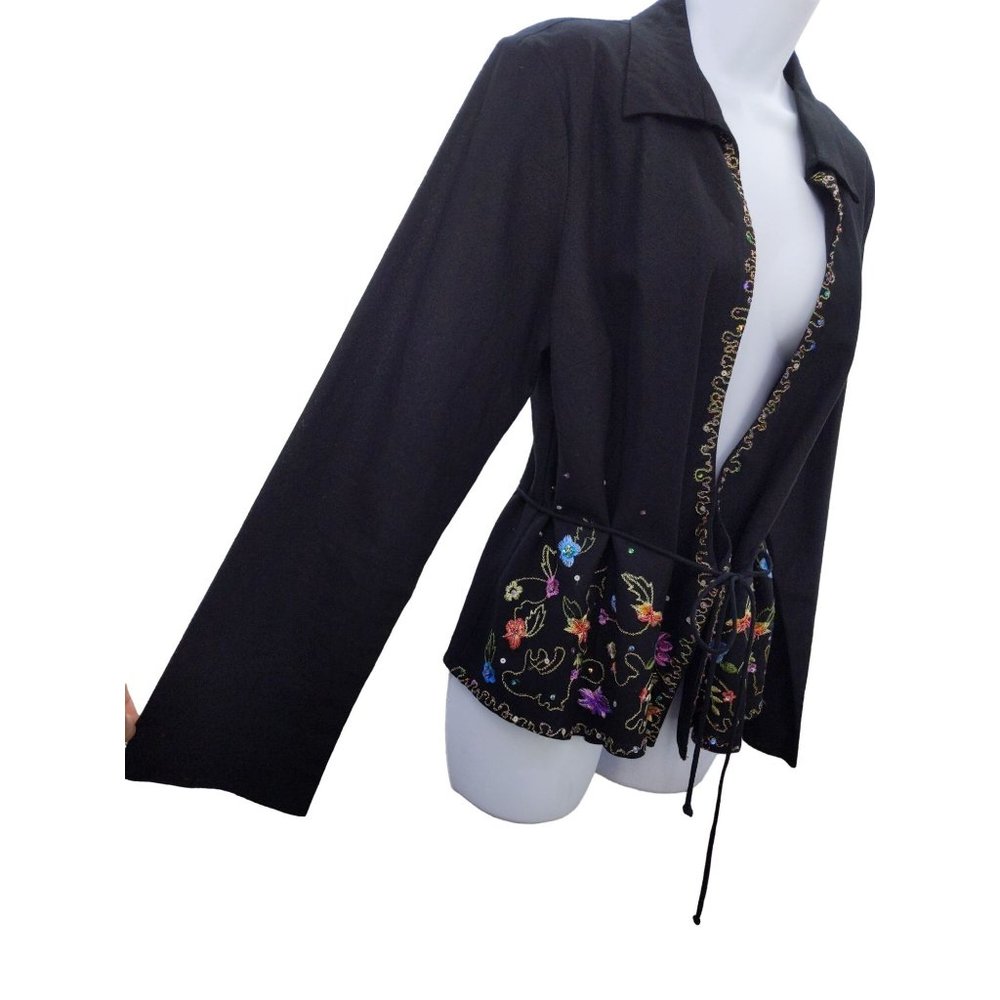 I.C.E Women's Linen Blend Floral Blazer 12